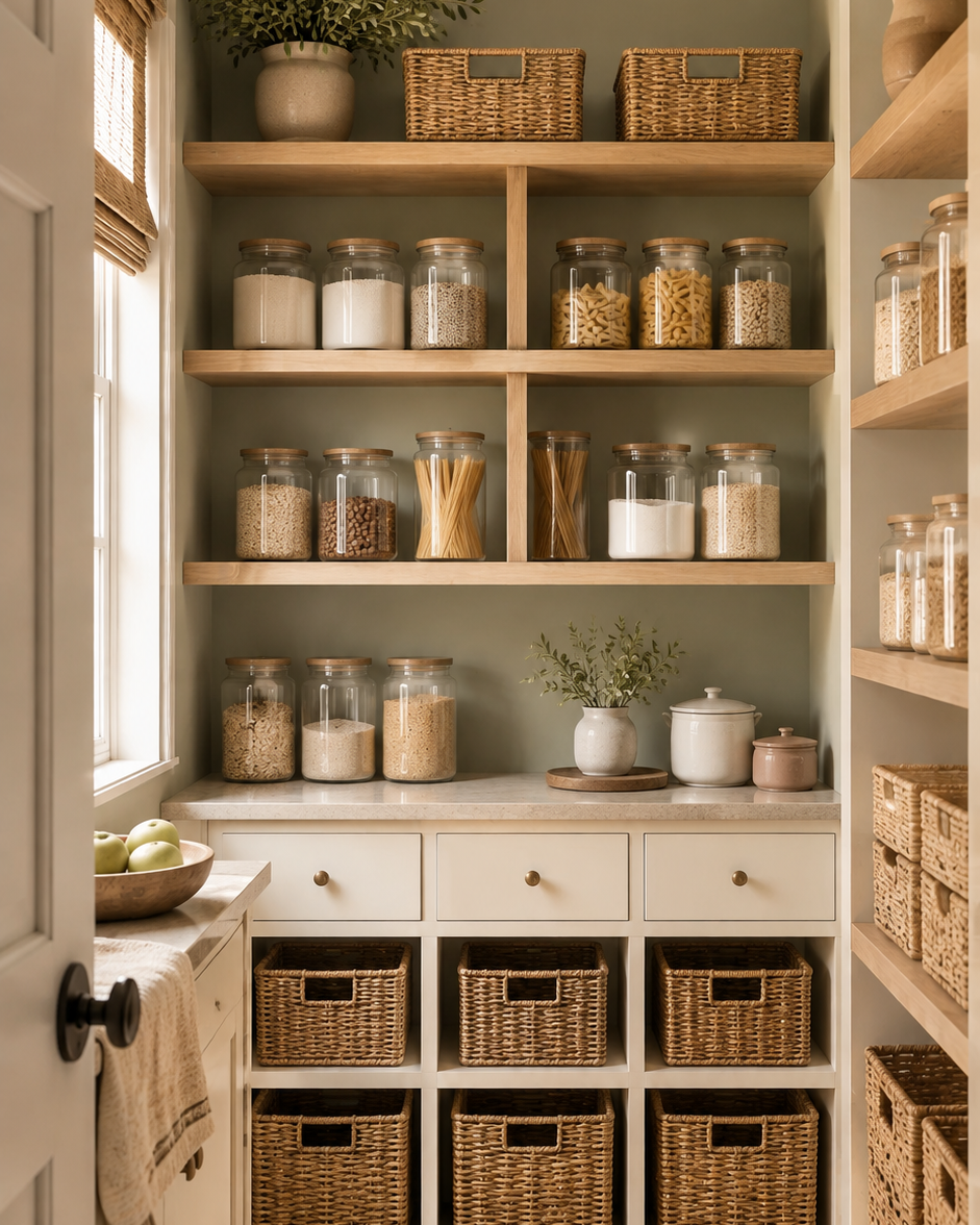 A calm, styled scene for Calm Home Organization