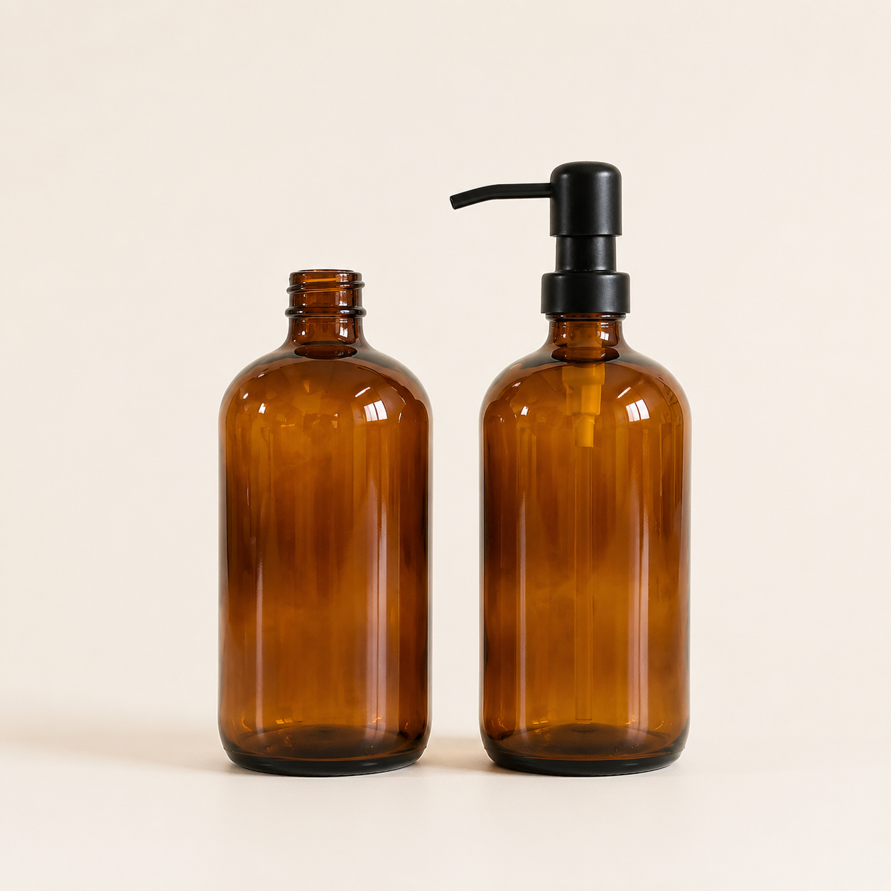 Amber Glass Soap Dispenser