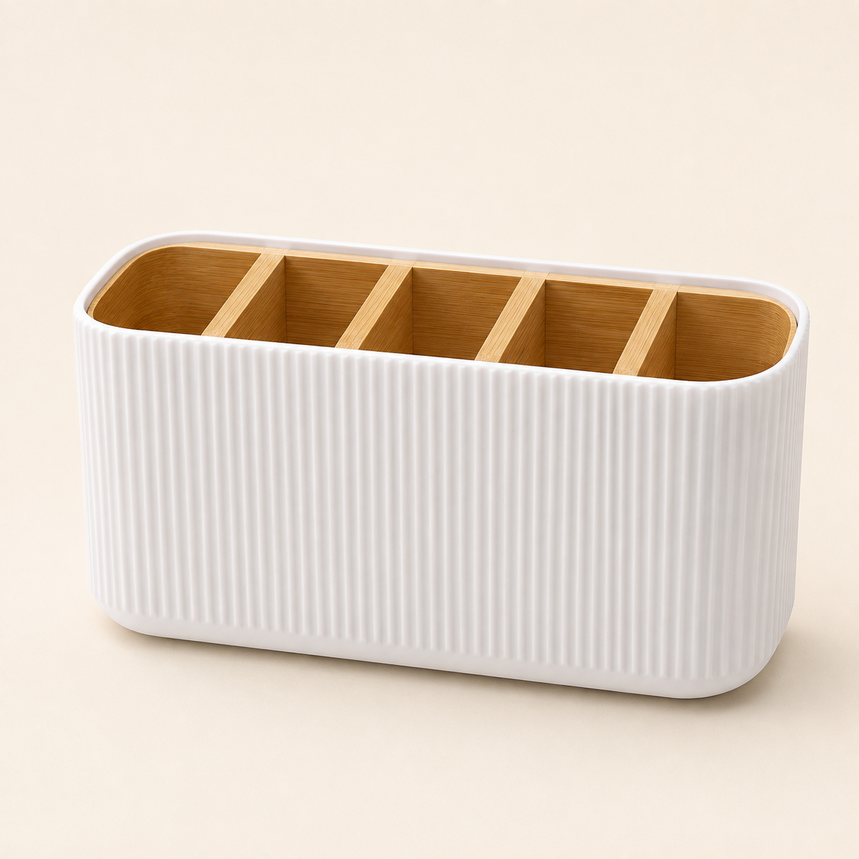 White Bamboo Toothbrush Holder