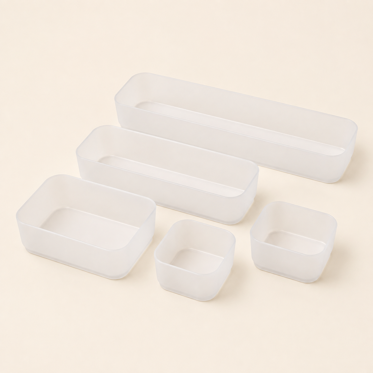 Clear Drawer Organizer Trays — Set of 5