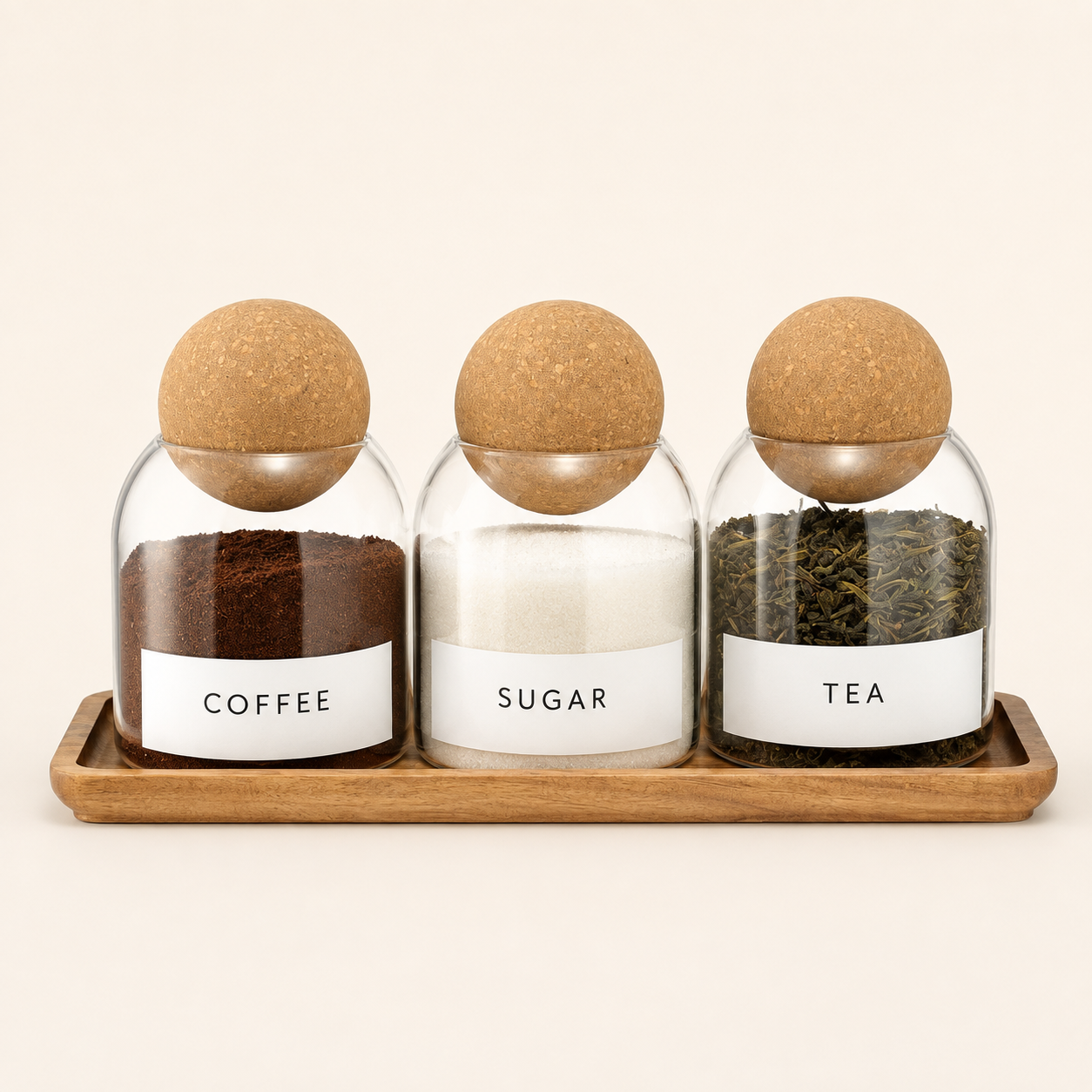 Glass Jars with Cork Ball Lids