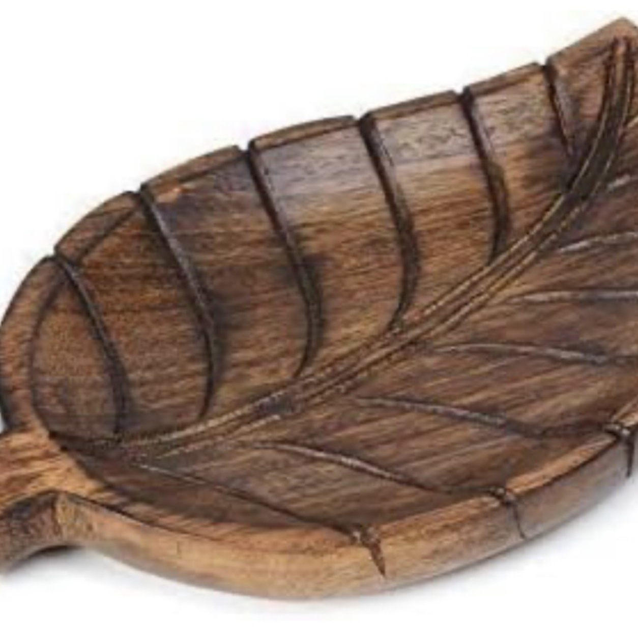 Carved Wood Leaf Tray