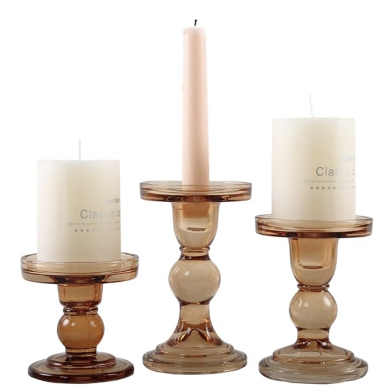 Amber Glass Candleholders