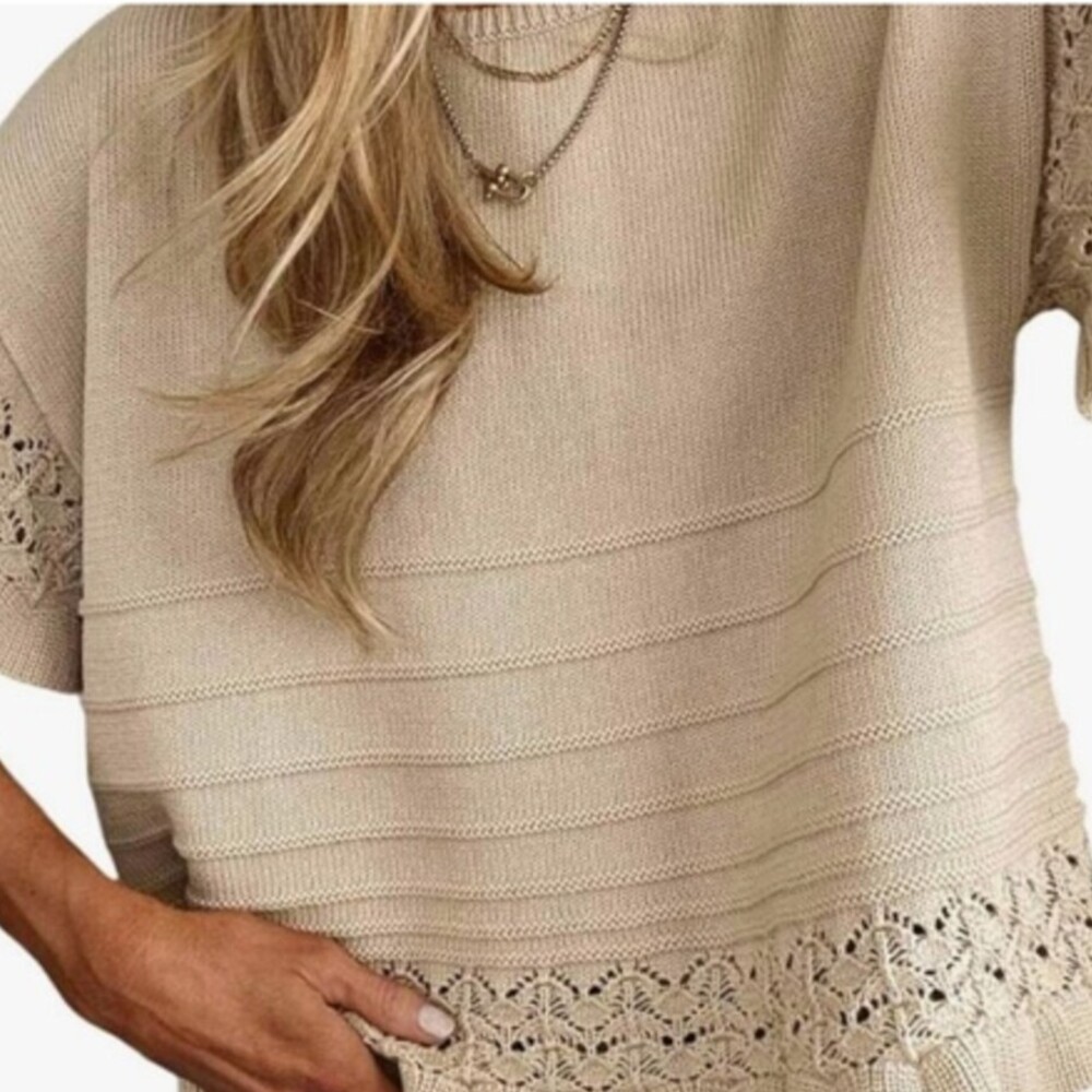 Ruffled Crochet Pullover Sweater