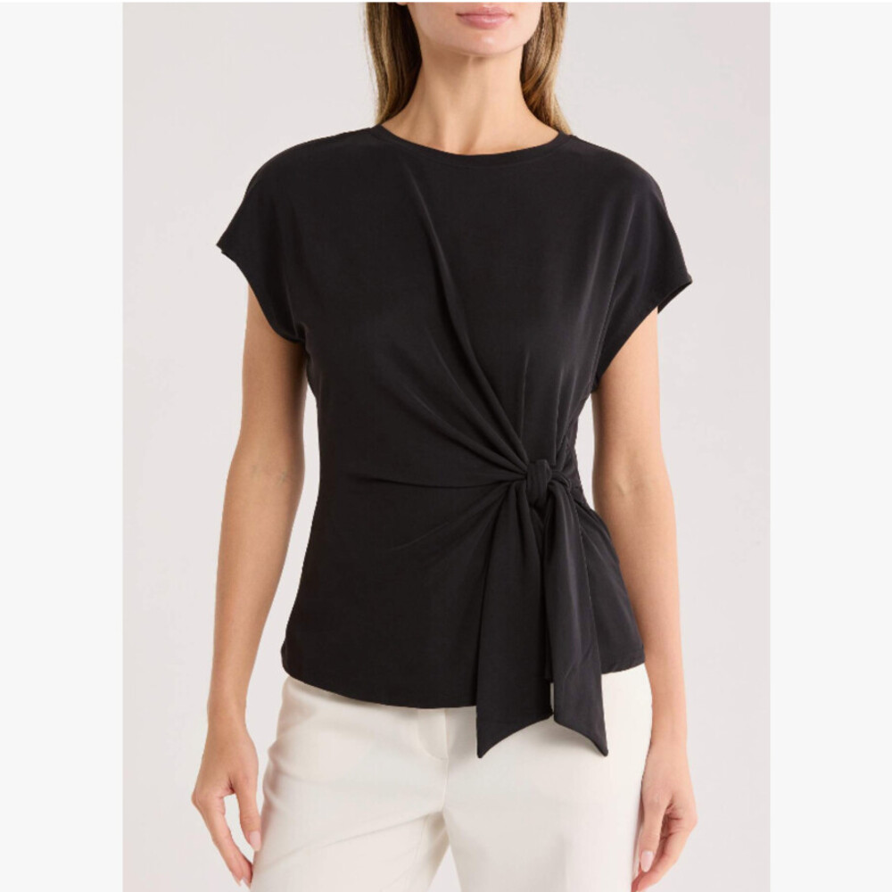 Short Sleeve Tie Detail Top