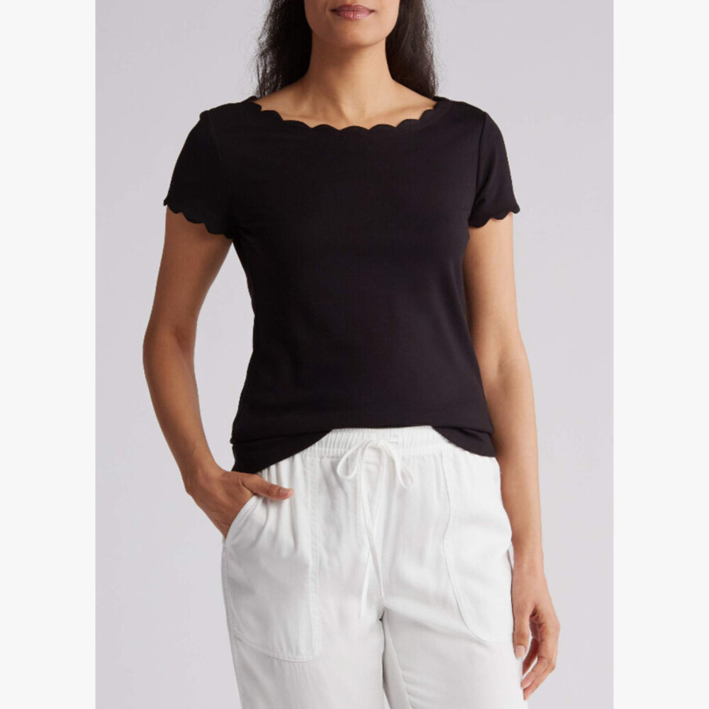 Scalloped Knit T-Shirt