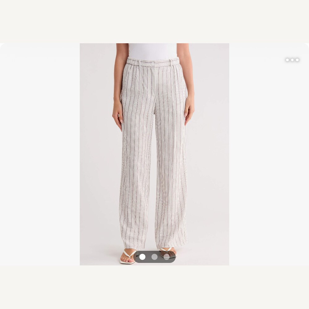 Stripe High Waist Wide Leg Linen Blend Pants