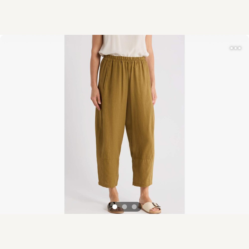Crop Linen Blend Barrel Leg Pants