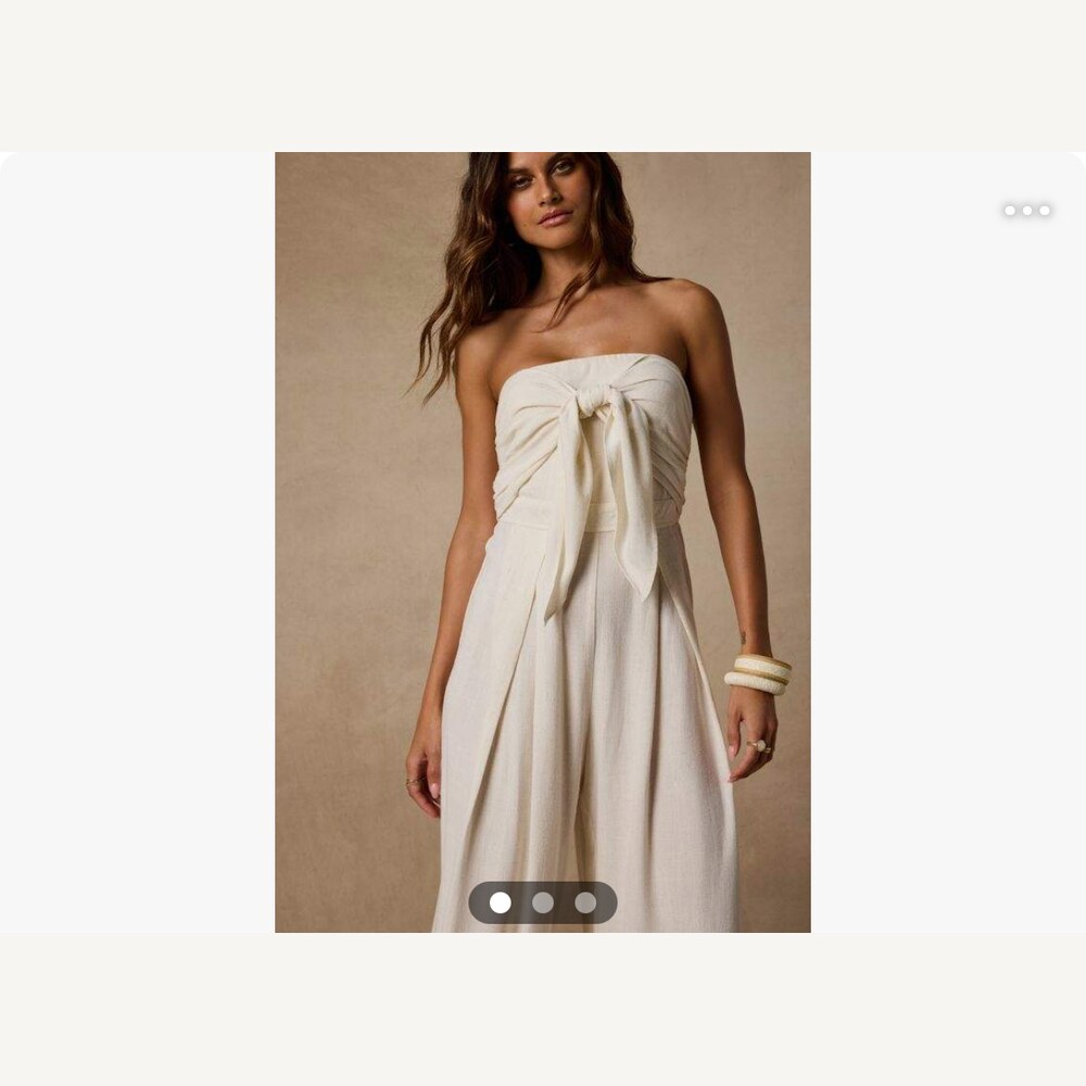 Light Beige Linen Tie-Front Jumpsuit
