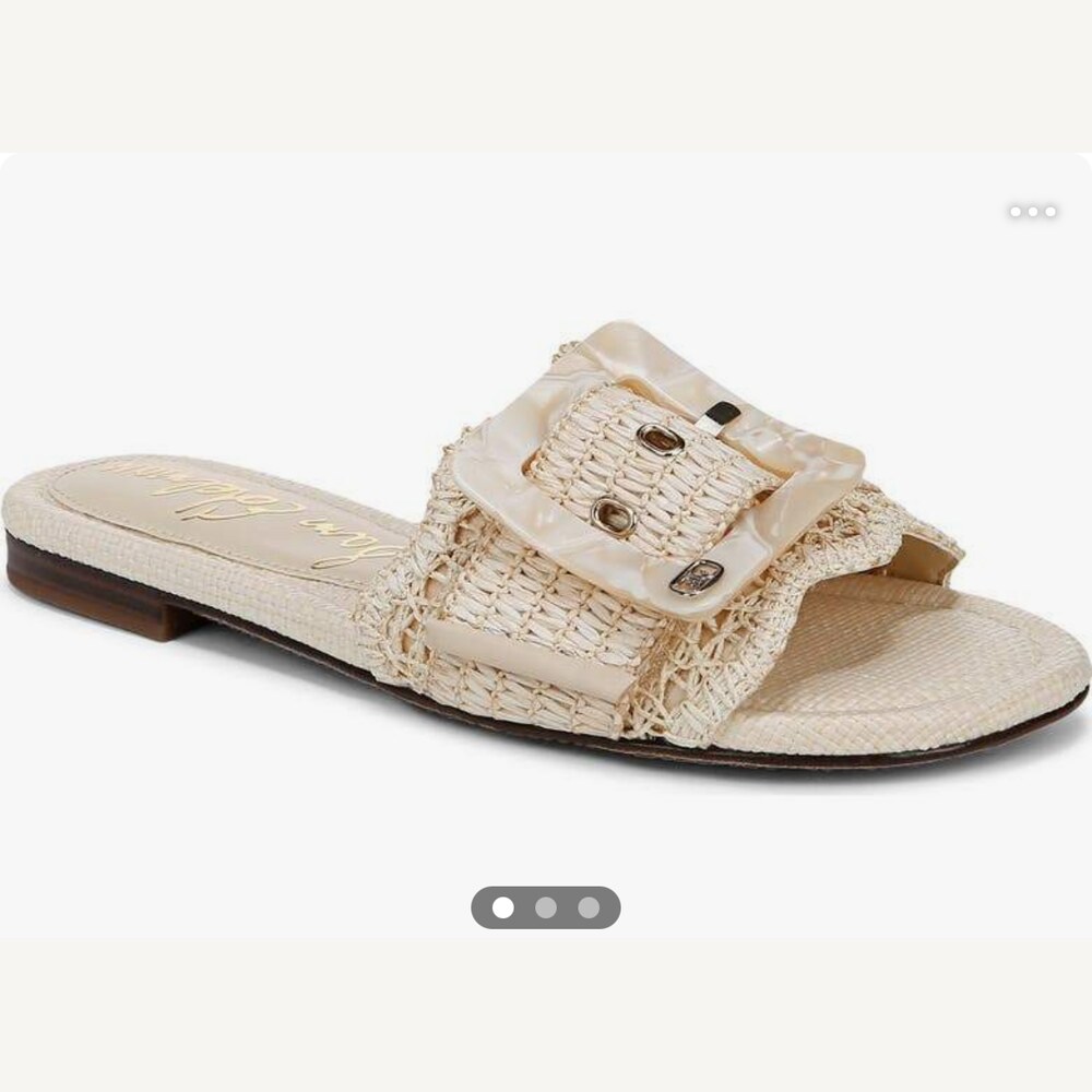Raffia Buckle Slide Sandal