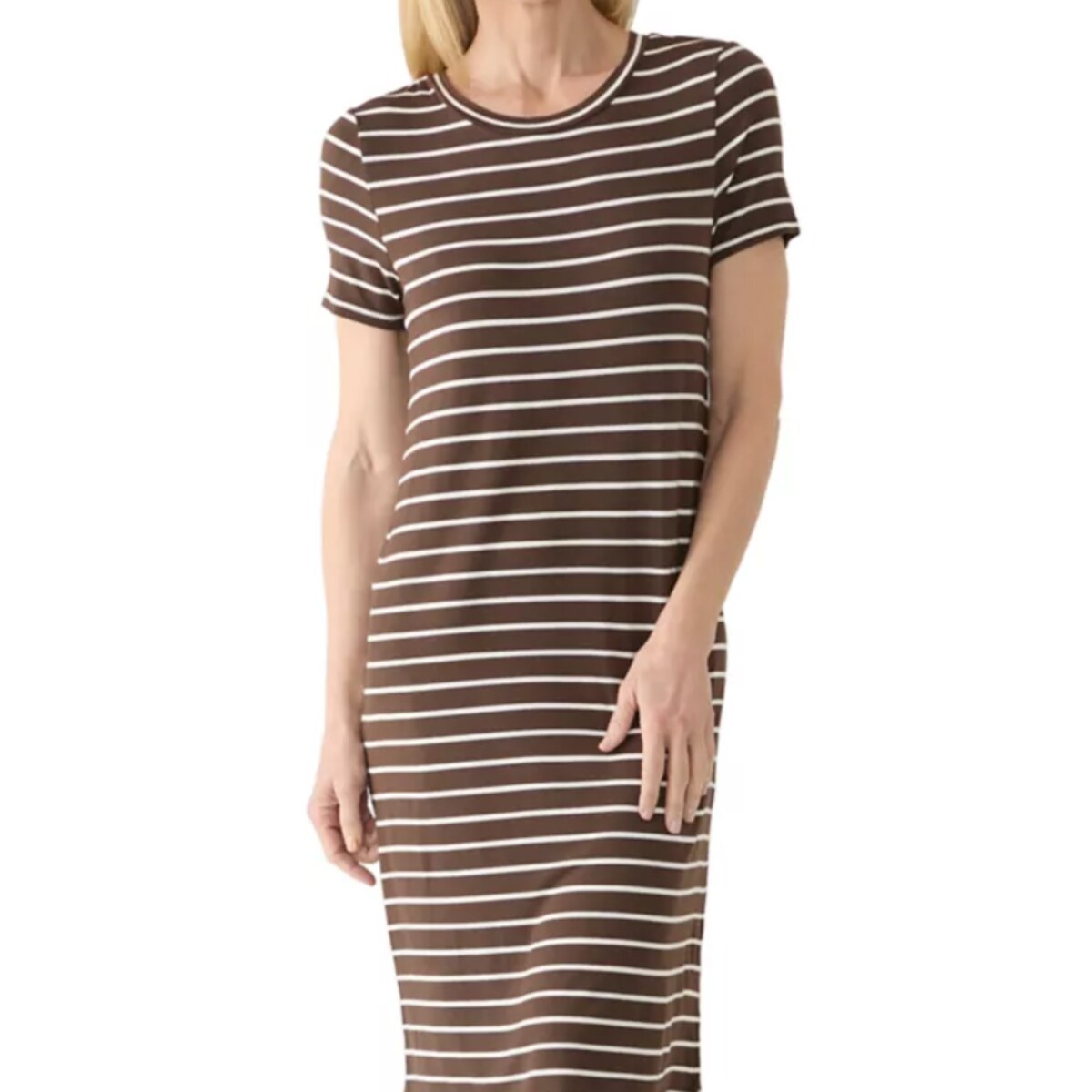 Short Sleeve Striped Midi Dress