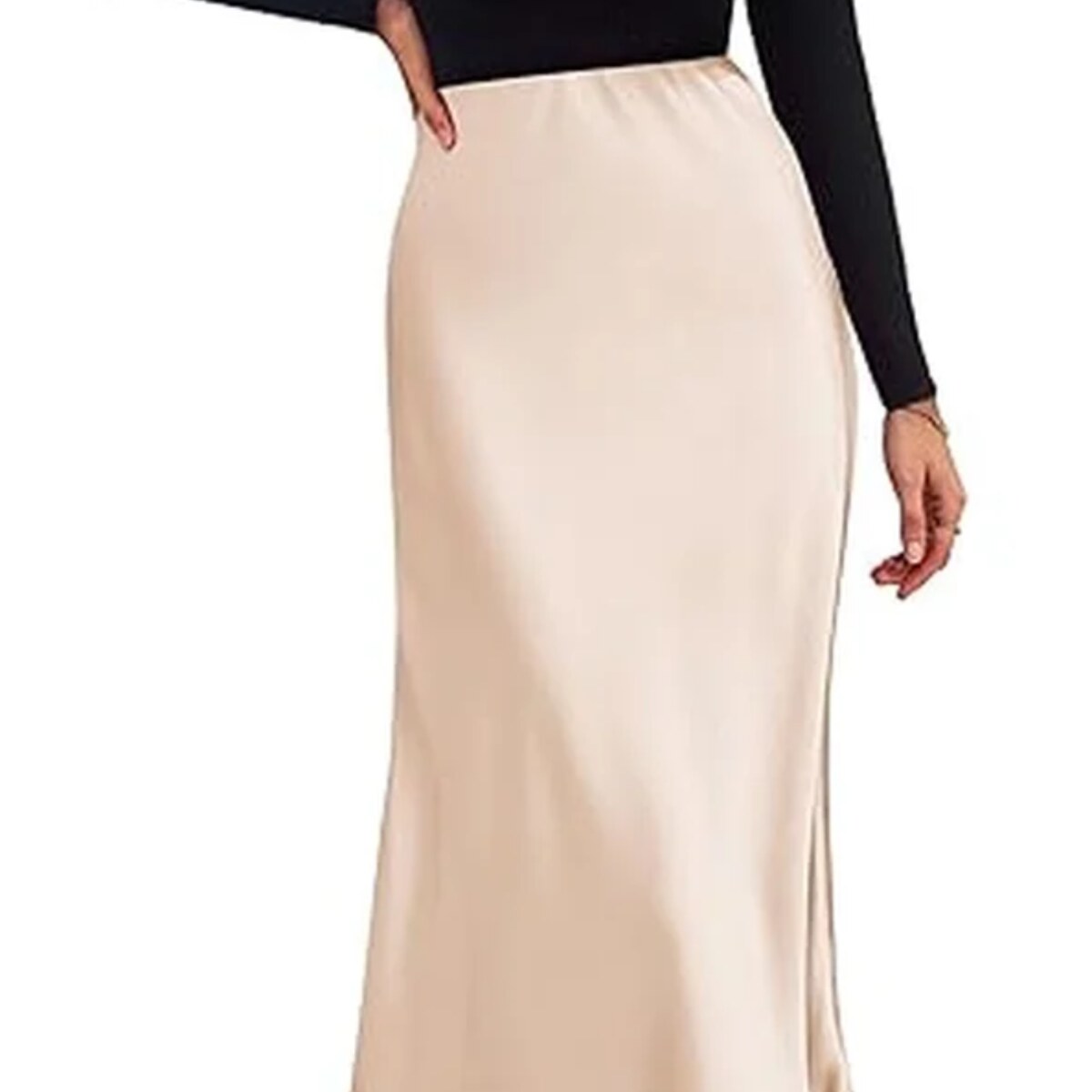 Satin Bias-Cut Midi Skirt