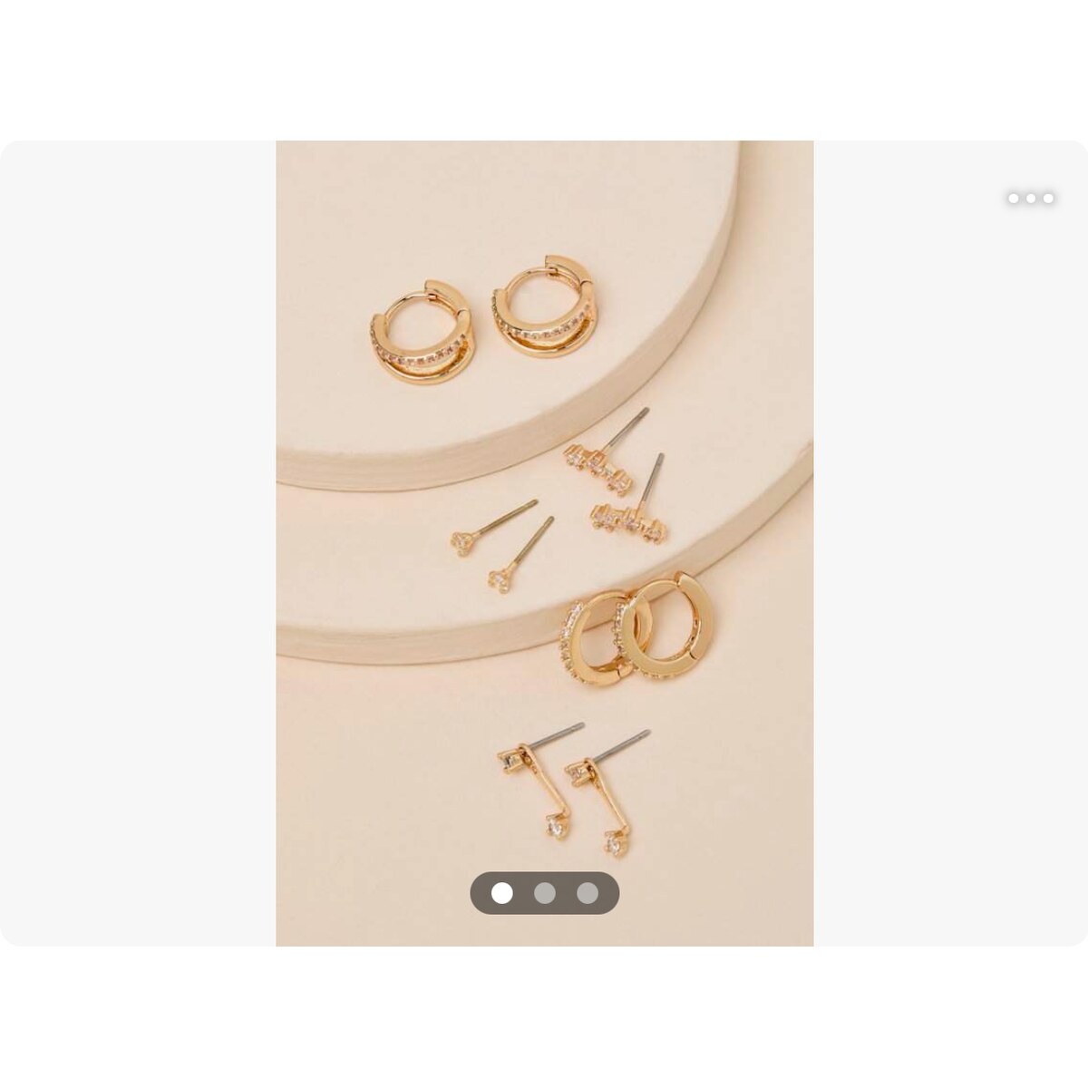 Gold Rhinestone Five-Pair Earring Set