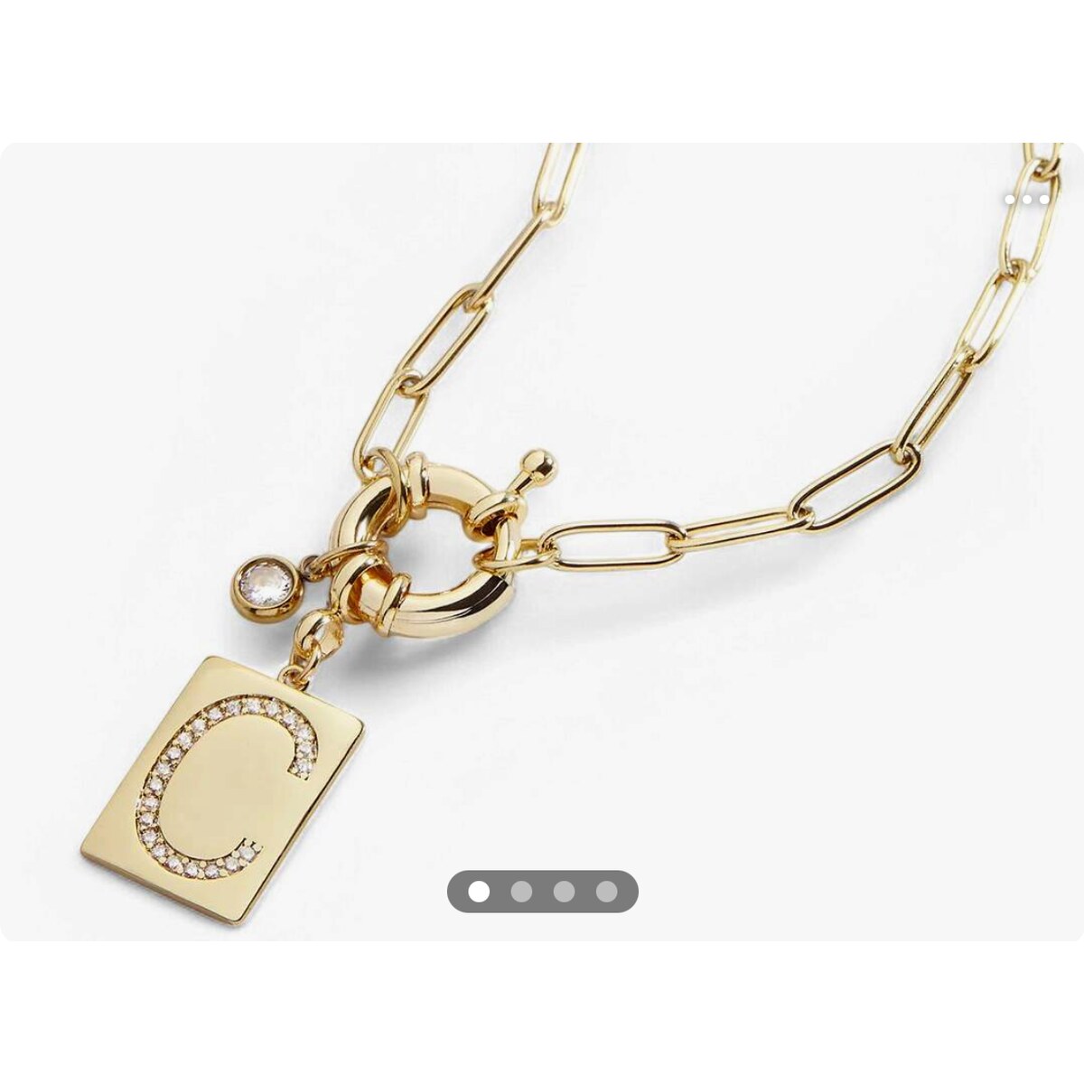 Pavé Initial Paperclip Chain Necklace