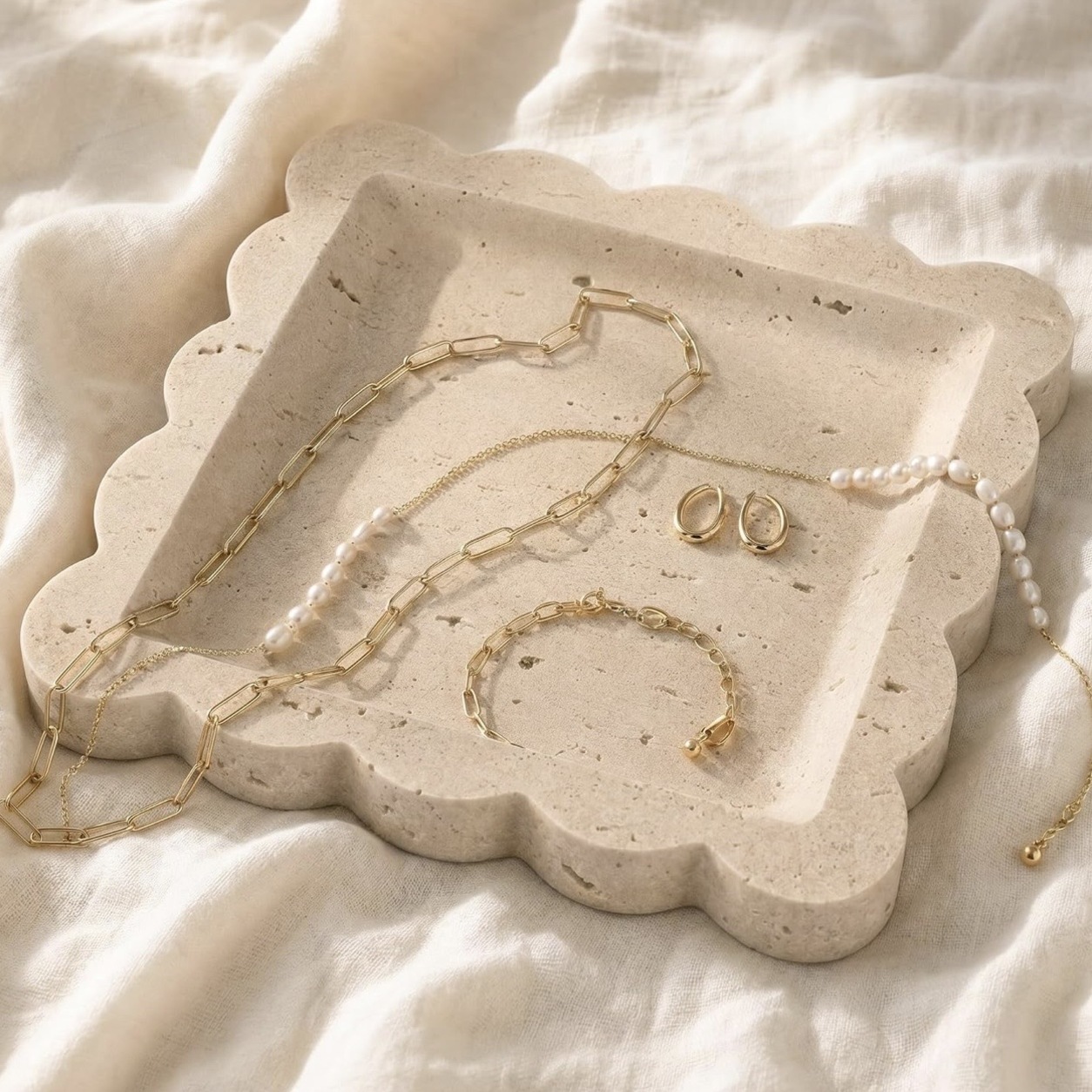 Scalloped Stone Jewelry Tray