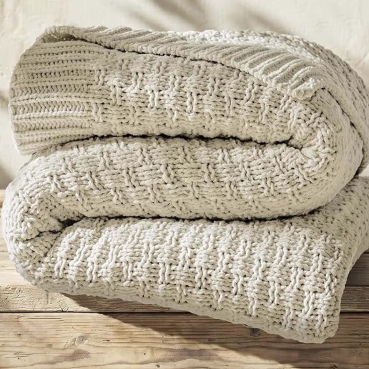Neutral Textured Throw Blanket