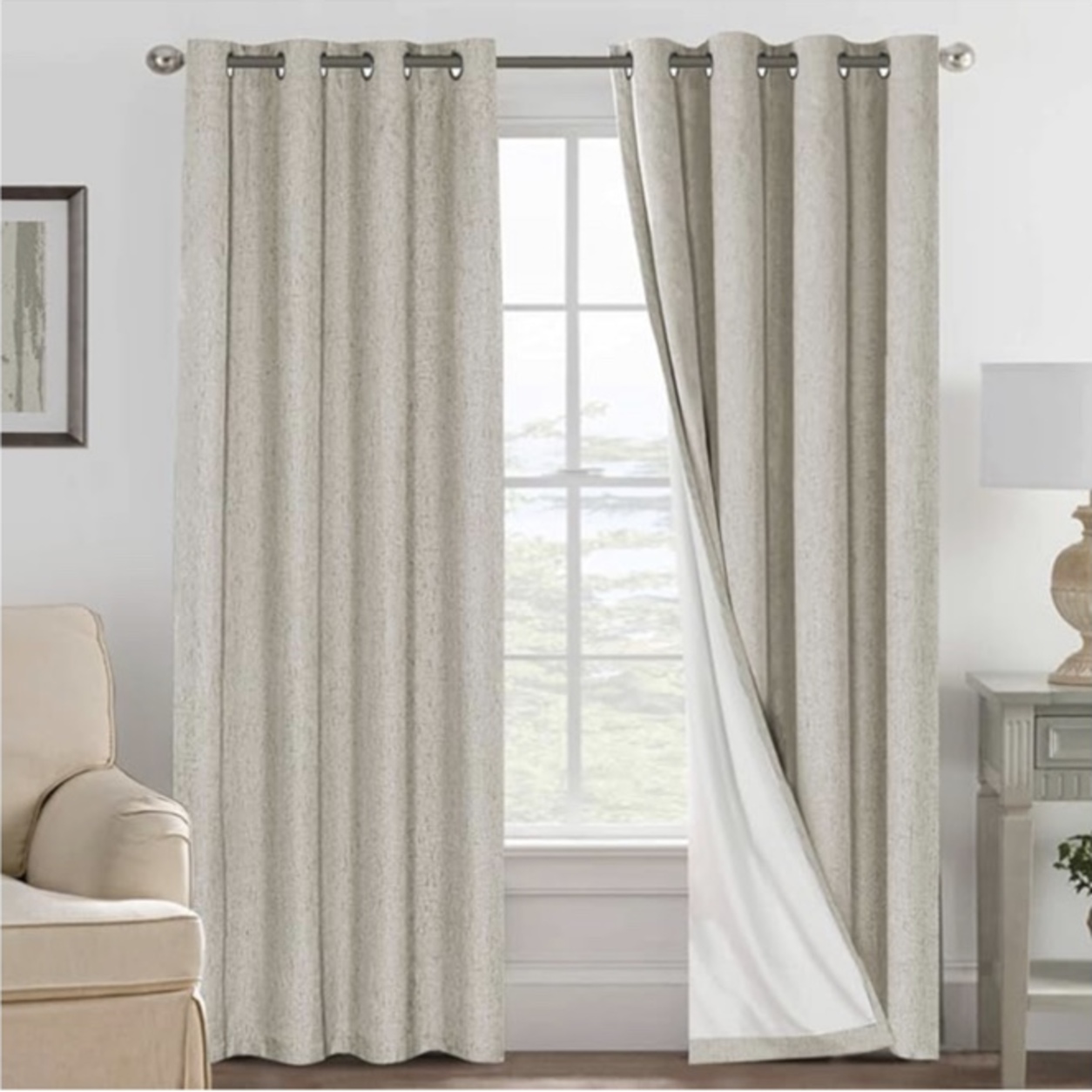 Neutral Faux-Linen Curtains